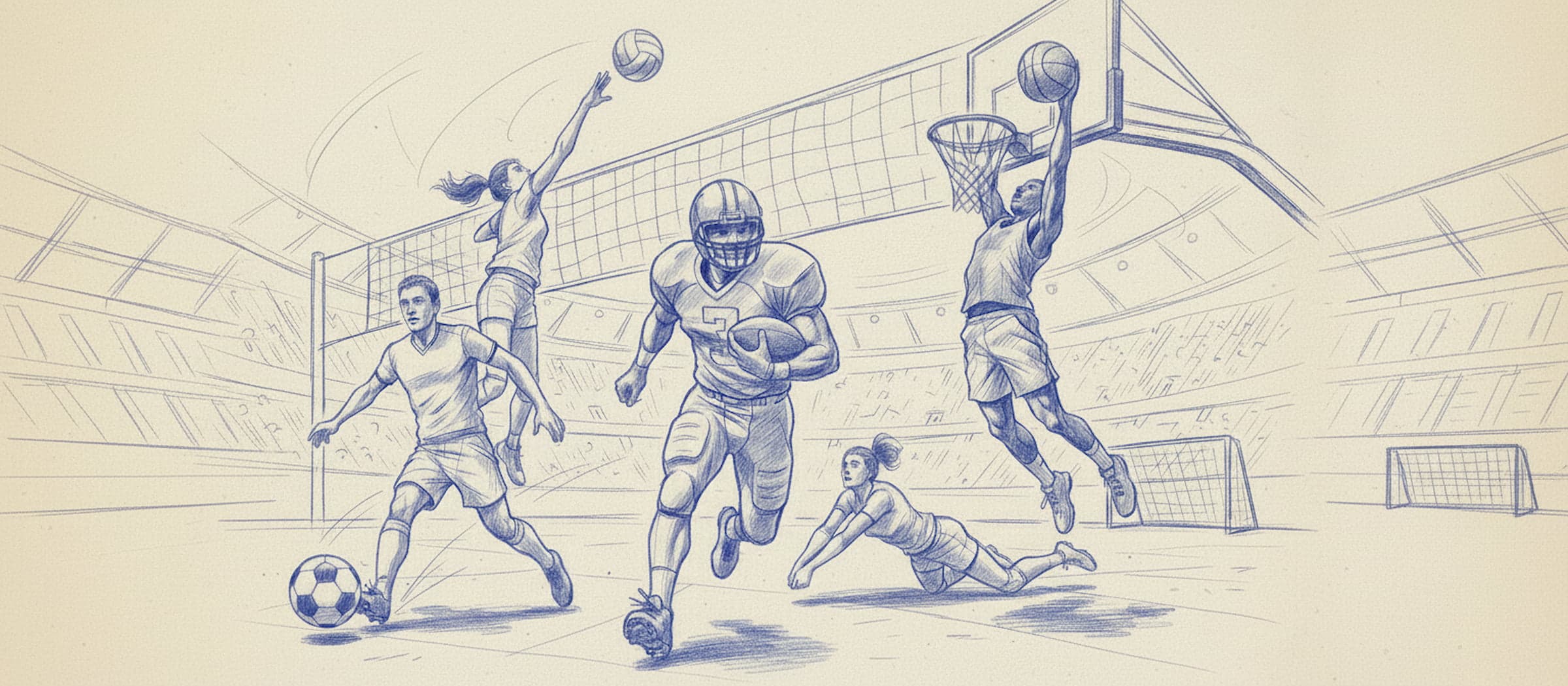 Drawing of sports players